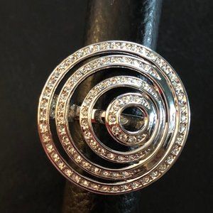Silver Crystal Statement Swirl Ring Camille Lucie
